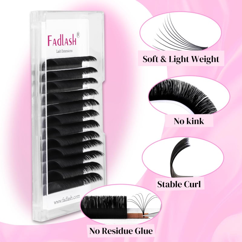 FADLASH Easy Fan Lash Extensions D Curl 0.07 Volume Eyelash Extensions 8-14mm Mixed Lash Trays 2D-10D Self Fanning Lash Extensions Soft Individual Lashes (0.07-D, 8-14mm Mix) - Image 2