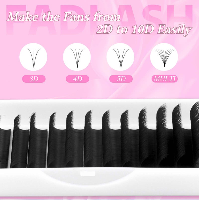 FADLASH Easy Fan Lash Extensions D Curl 0.07 Volume Eyelash Extensions 8-14mm Mixed Lash Trays 2D-10D Self Fanning Lash Extensions Soft Individual Lashes (0.07-D, 8-14mm Mix) - Image 5