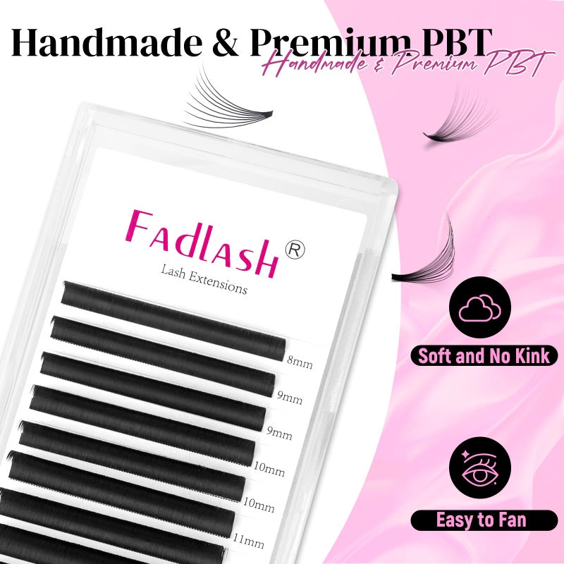 FADLASH Easy Fan Lash Extensions D Curl 0.07 Volume Eyelash Extensions 8-14mm Mixed Lash Trays 2D-10D Self Fanning Lash Extensions Soft Individual Lashes (0.07-D, 8-14mm Mix) - Image 3