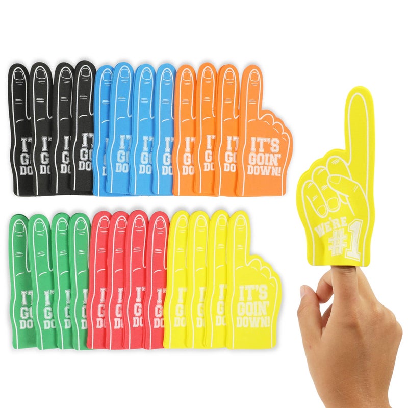 Okuna Outpost 24Pack Mini Foam Fingers for for SportsThemed Birthday Mini Party Favors Game Day Supplies Mini Foam Hand Fingers Its Going Down Were 1 6 Colors 55 in