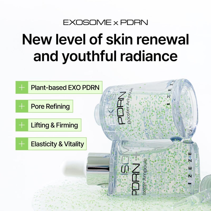 IZEZE Exosome PDRN Booster Ampoule, Pore Minimizing & Firming, Cica Exosomes for Skin, Korean Skin Care PDRN 6000 ppm, Plant-Based Exosome, 1.01 fl.oz - Image 2