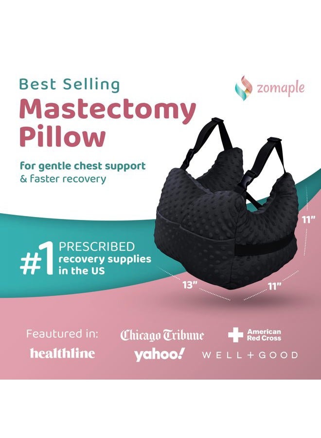 Zomaple Mastectomy Recovery Pillow + Strap, Seat Belt Cover & Shower Lanyard – Post-Op Essentials, Breast Augmentation/Reduction & Mastectomy Recovery Supplies – Washable Cover for Comfort & Support - Image 2