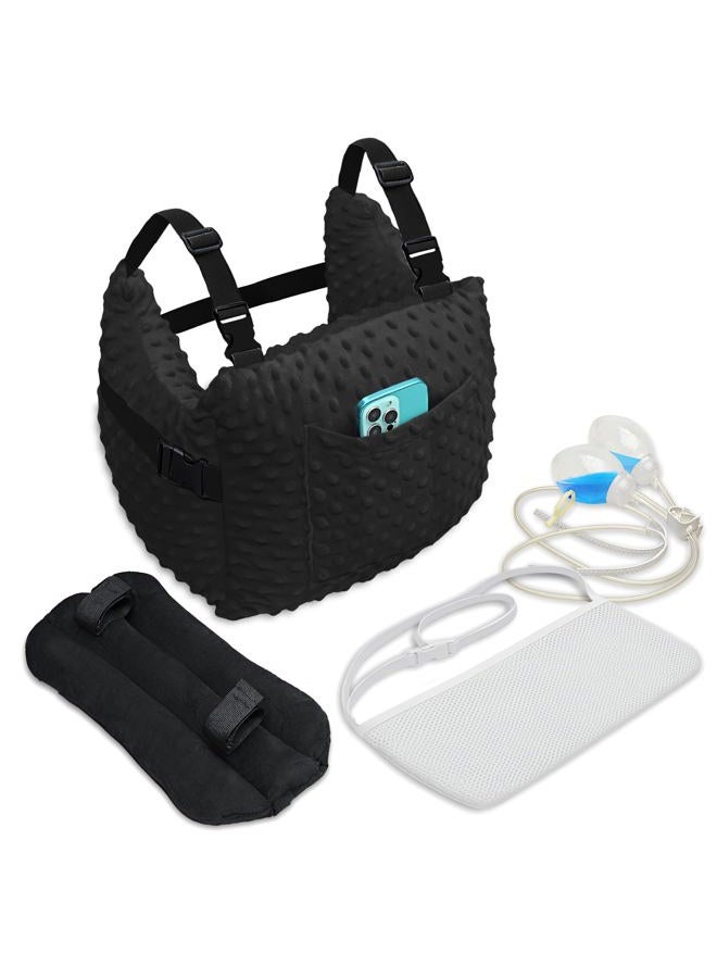 Zomaple Mastectomy Recovery Pillow + Strap, Seat Belt Cover & Shower Lanyard – Post-Op Essentials, Breast Augmentation/Reduction & Mastectomy Recovery Supplies – Washable Cover for Comfort & Support - Image 1