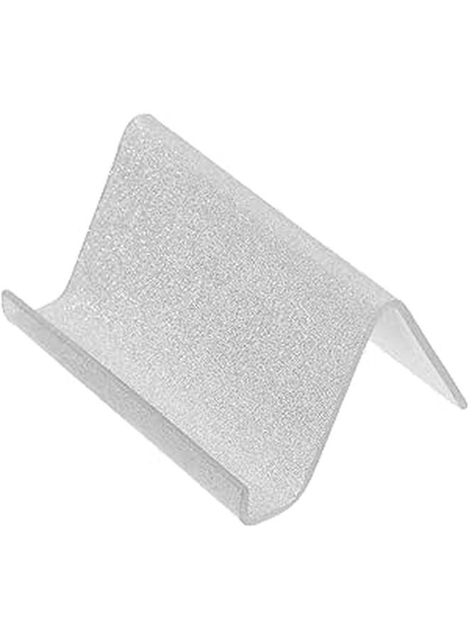 Acrylic Desk Organizer with Card Stand Phone Holder Silver Glitter Office Use - Image 1