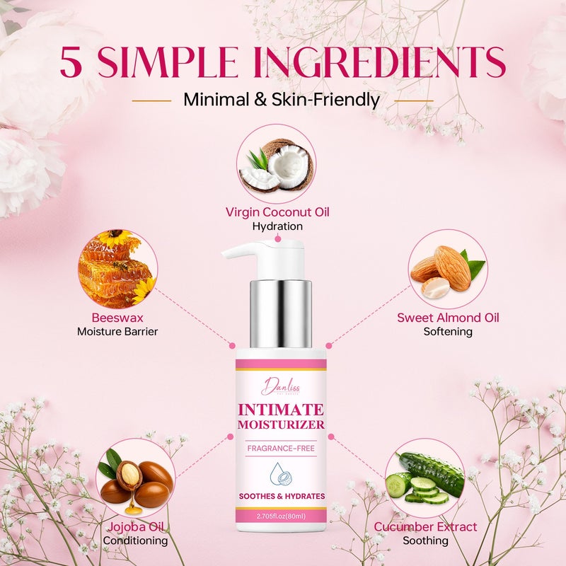 Danliss Fragrance-Free Intimate Moisturizing Lotion 80ml - Coconut Oil Soothes Dryness and Hydrates for Women - Image 3