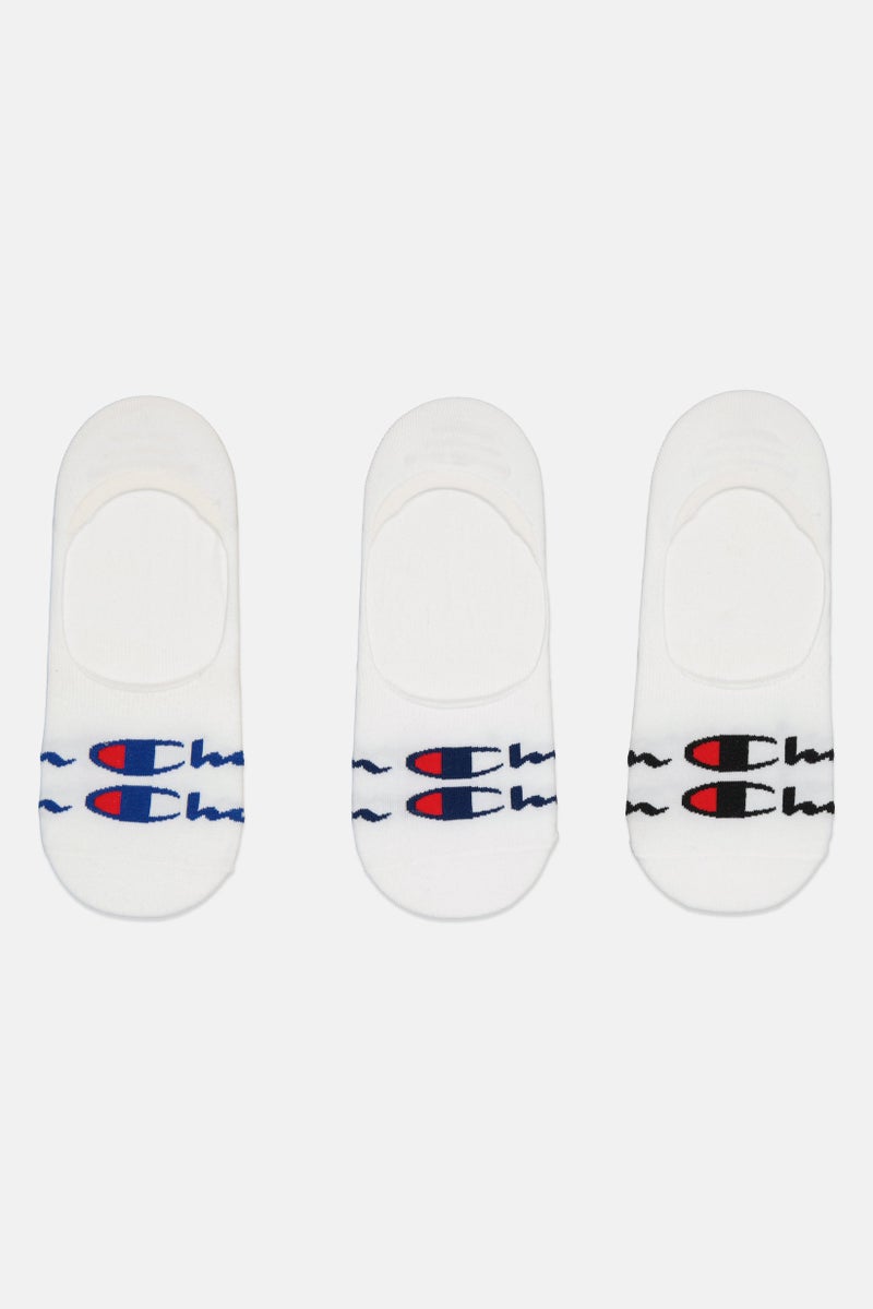 Champion Men 3 Pair Brand Logo Ankle Socks, White - Image 4