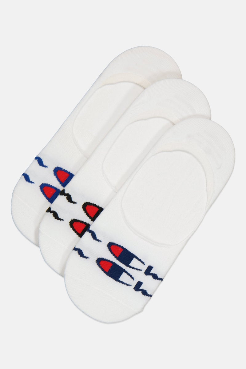 Champion Men 3 Pair Brand Logo Ankle Socks, White - Image 1
