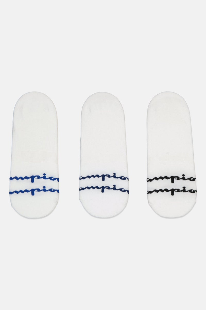Champion Men 3 Pair Brand Logo Ankle Socks, White - Image 2