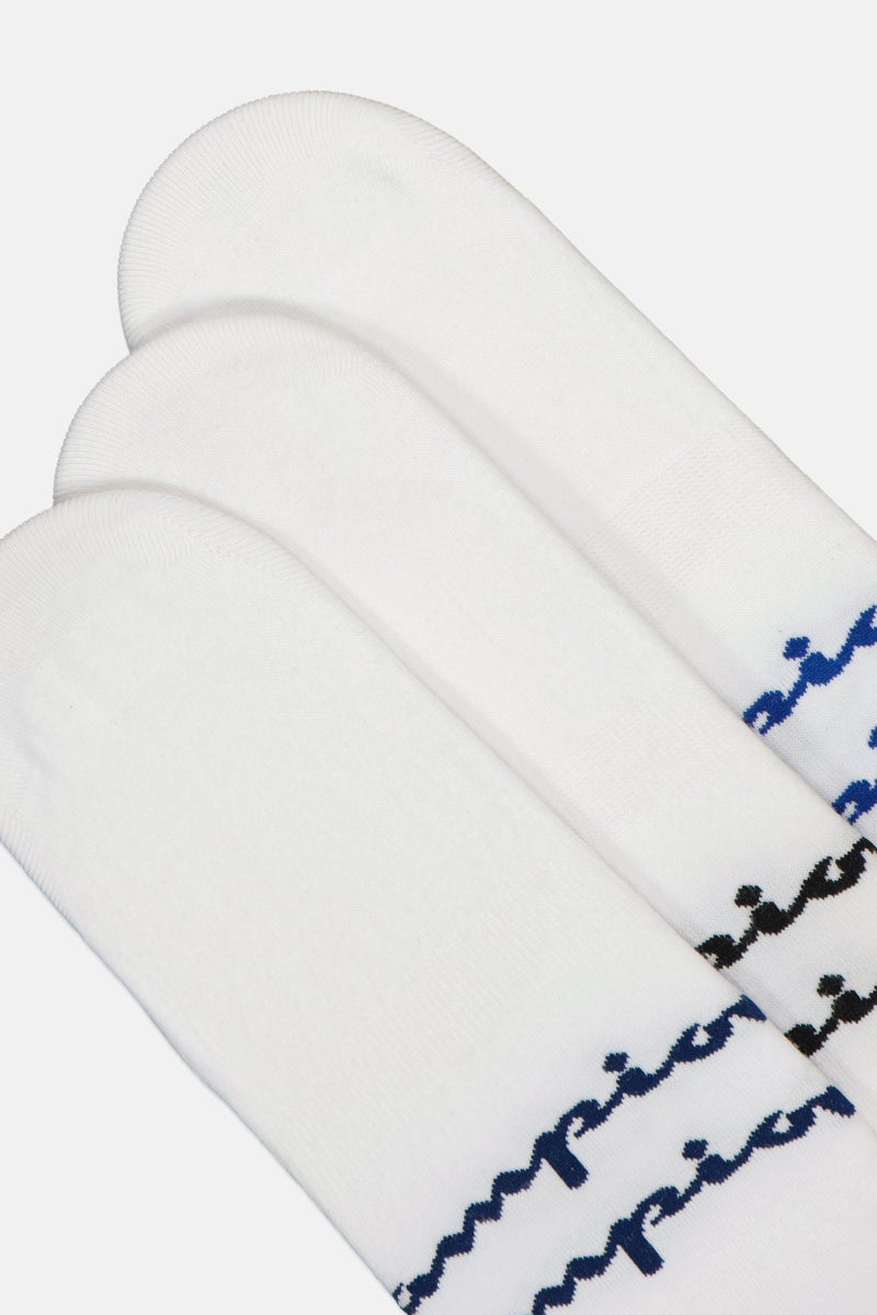 Champion Men 3 Pair Brand Logo Ankle Socks, White - Image 3