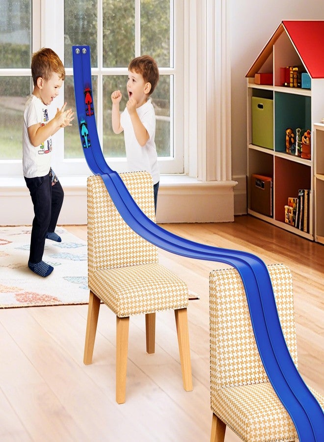 Anoozo 16 Ft Flexible Race Car Ramp Track for Kids Toy with Suction Cups, Compatible with Diecast 1/64th Cars, Rolls Up Portable Racetrack Party Favor Gifts for Boys Ages 3-10 Year Old (Racing Blue) - Image 1