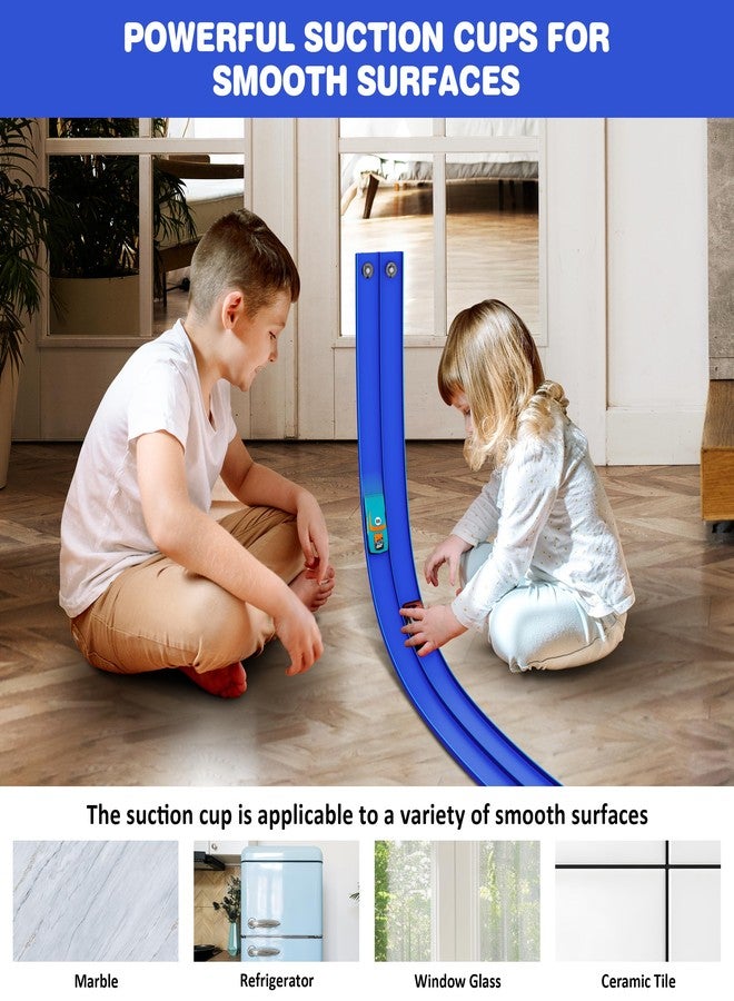 Anoozo 16 Ft Flexible Race Car Ramp Track for Kids Toy with Suction Cups, Compatible with Diecast 1/64th Cars, Rolls Up Portable Racetrack Party Favor Gifts for Boys Ages 3-10 Year Old (Racing Blue) - Image 5