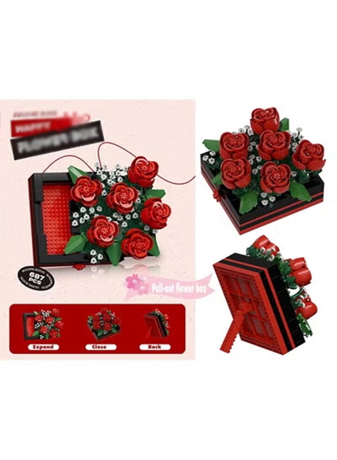 Rose Mini Flower DIY Plant Building Blocks for Kids and Adults, Collection Decor Toy Picture Frame Botanical Collection Art Home Office Decor - Image 2