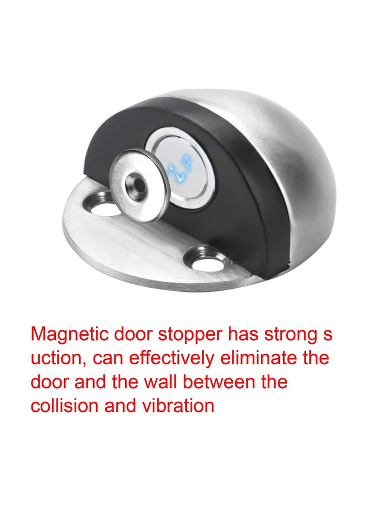 Y&D Magnetic Door Stops Floor Mounted, Strong Self Adhesive Stopper Stainless Steel Holder Soft Close Magnet Heavy Duty Silver Rubber (2 Pack)  - Image 4