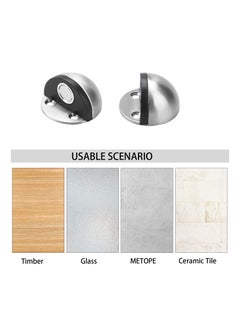 Y&D Magnetic Door Stops Floor Mounted, Strong Self Adhesive Stopper Stainless Steel Holder Soft Close Magnet Heavy Duty Silver Rubber (2 Pack)  - Image 5
