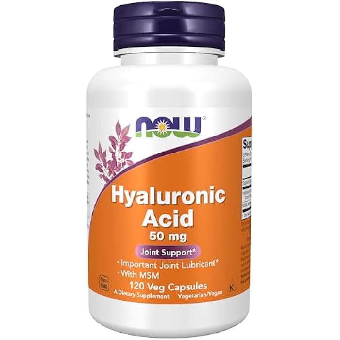 now Supplements, Hyaluronic Acid 50 mg with MSM, Joint Support*, 120 Veg Capsules - Image 1