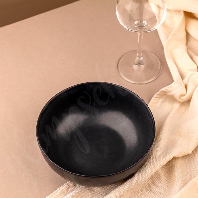 Glimpse Homes Ceramic Serving Bowl Microwave Safe 7 inch Classic Black - Image 2