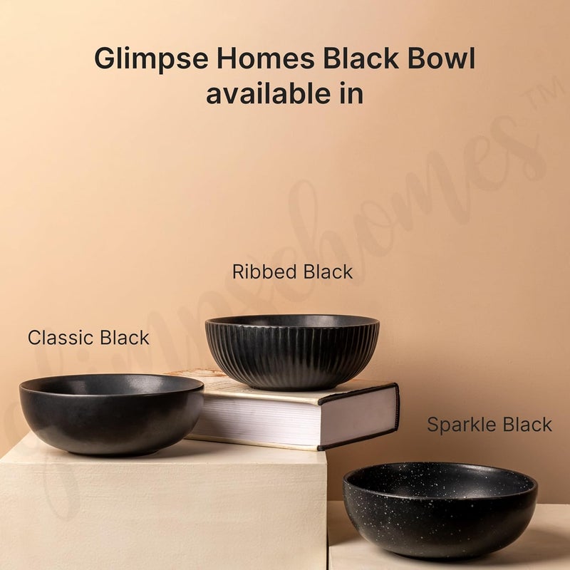 Glimpse Homes Ceramic Serving Bowl Microwave Safe 7 inch Classic Black - Image 3