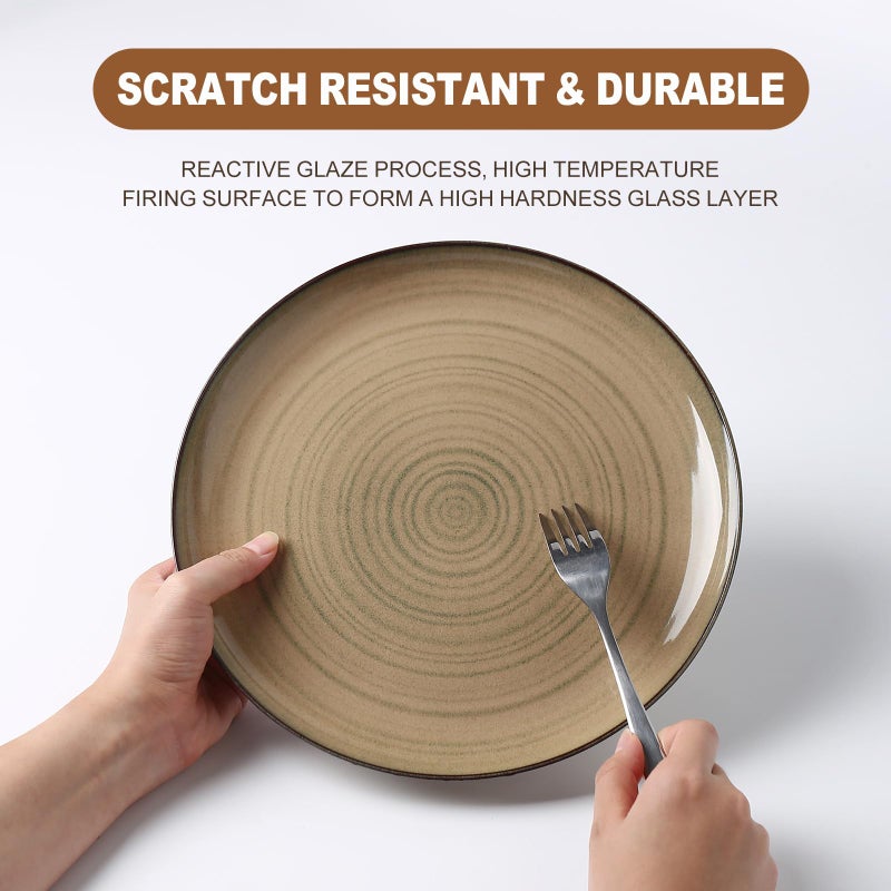 MONITO Ceramic Dinnerware 12 Pieces Dinnerware Sets Cereal Bowls Reactive Change Glaze Dish Sets, Modern Stoneware Dishe - Image 3