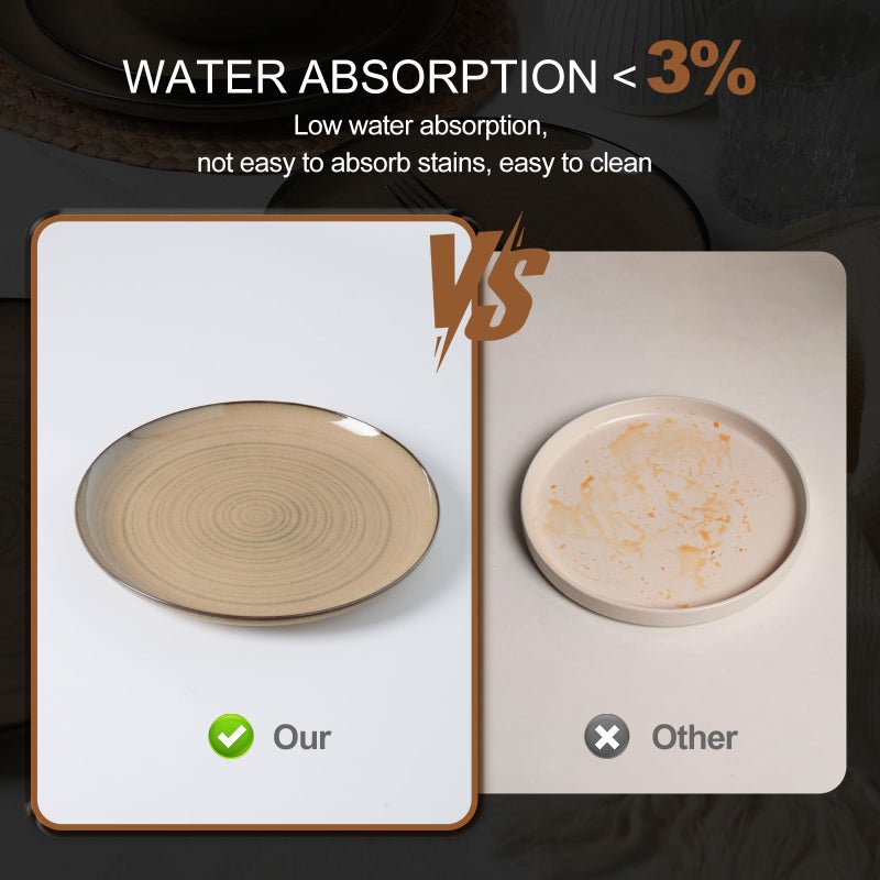 MONITO Ceramic Dinnerware 12 Pieces Dinnerware Sets Cereal Bowls Reactive Change Glaze Dish Sets, Modern Stoneware Dishe - Image 5