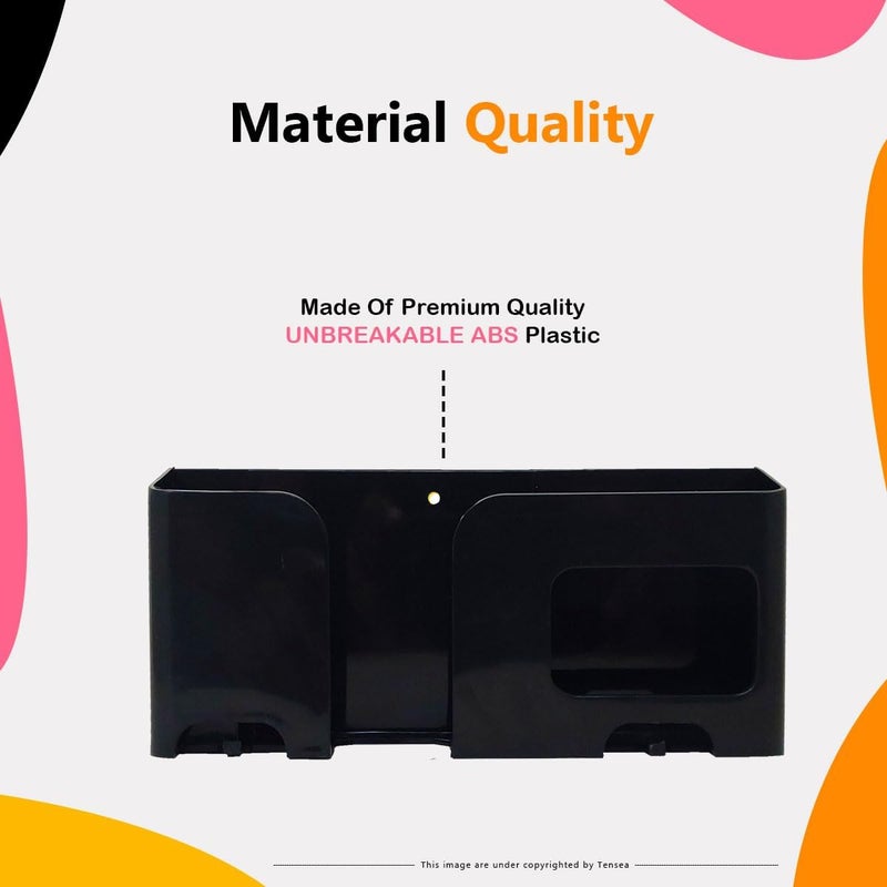 WALLVIEW TECH Wall Mount Mobile Holder|Plastic Storage Case for Ac/Tv Remotes|Multi-Purpose Wall Smartphone Stand for Charging|Remote Wall Organiser|Smart Stand Wall Gadget (Black) - Image 5