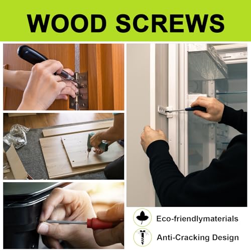 JERLITU #4 Flat Head Small Wood Screws Assortment kit 420Pcs, Black Phillips Short Screw, Carbon Steel, Cabinet Hinge Mounting, Electronics DIY Micro Screws Fasteners Set, Contains 20pcs M6 Screw Anchors - Image 4