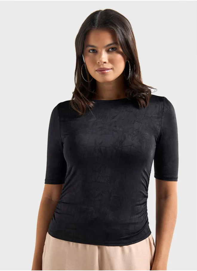فاف Textured Crew Neck Top