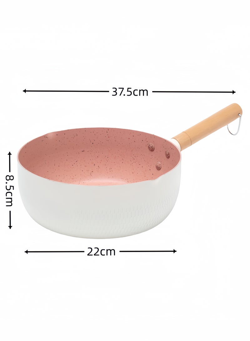 nihao Snow Pan Medical Stone, Non-Stick Pan Induction Cooker Gas Universal, Milk Pot, Auxiliary Food Pot, Diameter 22 Cm,White - Image 2