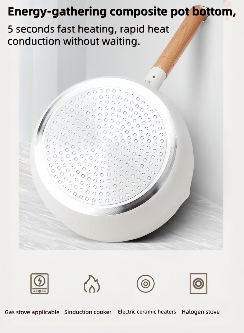 nihao Snow Pan Medical Stone, Non-Stick Pan Induction Cooker Gas Universal, Milk Pot, Auxiliary Food Pot, Diameter 22 Cm,White - Image 4