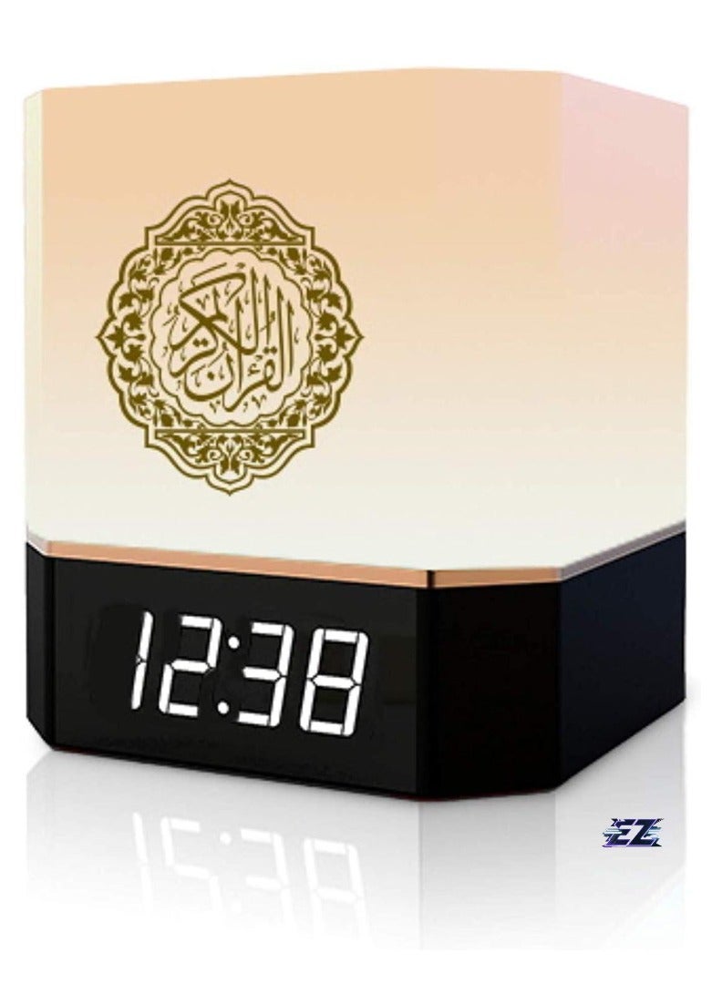 ELTRAZONE Complete Quran Speaker with Lamp, Clock, 14 Language Translations, 18 Reciters, Azaan Settings & Mobile App Control - Perfect Islamic Gift for All Ages, Multi-Functional, Portable, Modern Design (Black)  - Image 1