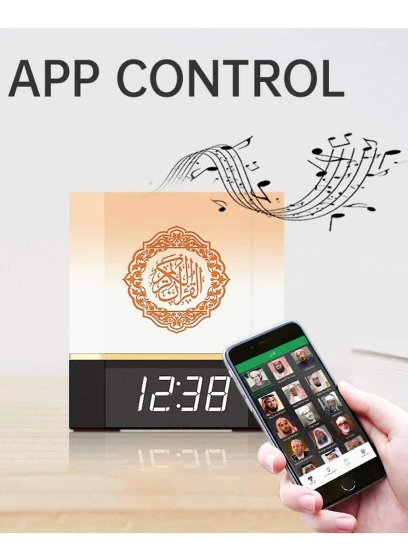 ELTRAZONE Complete Quran Speaker with Lamp, Clock, 14 Language Translations, 18 Reciters, Azaan Settings & Mobile App Control - Perfect Islamic Gift for All Ages, Multi-Functional, Portable, Modern Design (Black)  - Image 3