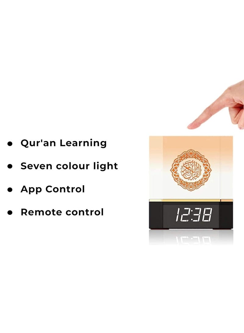 ELTRAZONE Complete Quran Speaker with Lamp, Clock, 14 Language Translations, 18 Reciters, Azaan Settings & Mobile App Control - Perfect Islamic Gift for All Ages, Multi-Functional, Portable, Modern Design (Black)  - Image 5