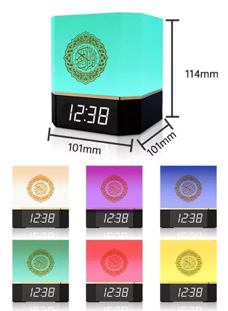 ELTRAZONE Complete Quran Speaker with Lamp, Clock, 14 Language Translations, 18 Reciters, Azaan Settings & Mobile App Control - Perfect Islamic Gift for All Ages, Multi-Functional, Portable, Modern Design (Black)  - Image 4