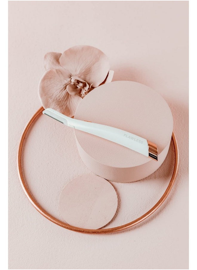 finishing touch Flawless Dermaplane Glo Lighted Facial Exfoliator Nonvibrating And Includes 6 Replacement Heads White/Rose Gold  - Image 5