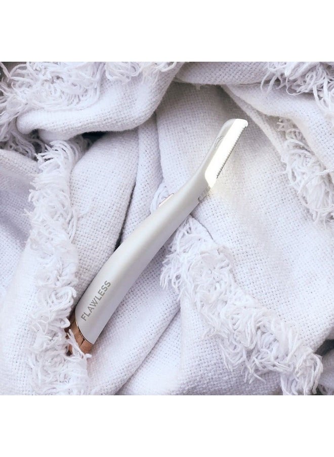finishing touch Flawless Dermaplane Glo Lighted Facial Exfoliator Nonvibrating And Includes 6 Replacement Heads White/Rose Gold  - Image 3