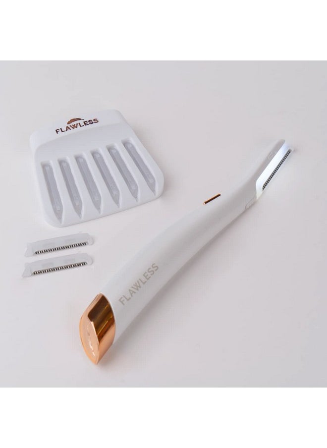 finishing touch Flawless Dermaplane Glo Lighted Facial Exfoliator Nonvibrating And Includes 6 Replacement Heads White/Rose Gold  - Image 2