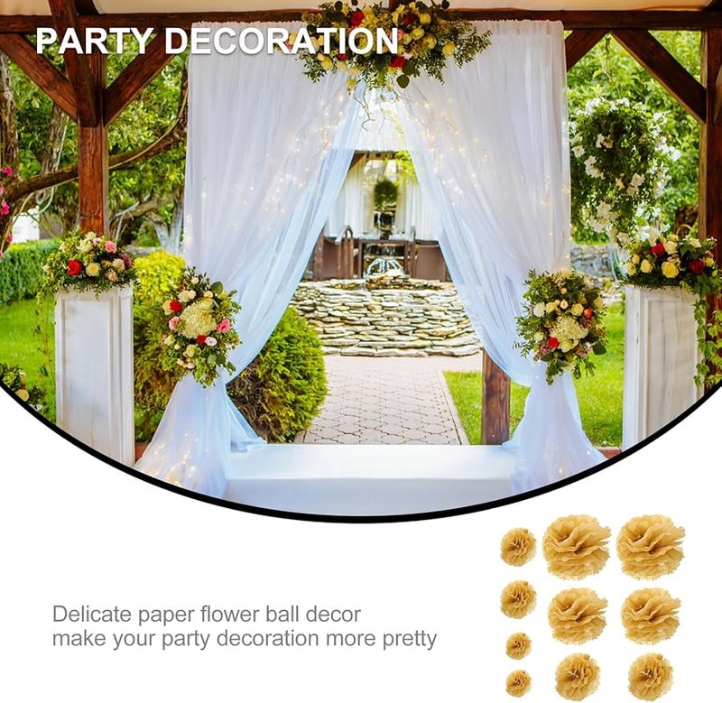 كرات زهور من ورق ملون متنوع 10 قطع زينة معلقة لحفلات الزفاف والمنزل والمهرجانات - Image 4