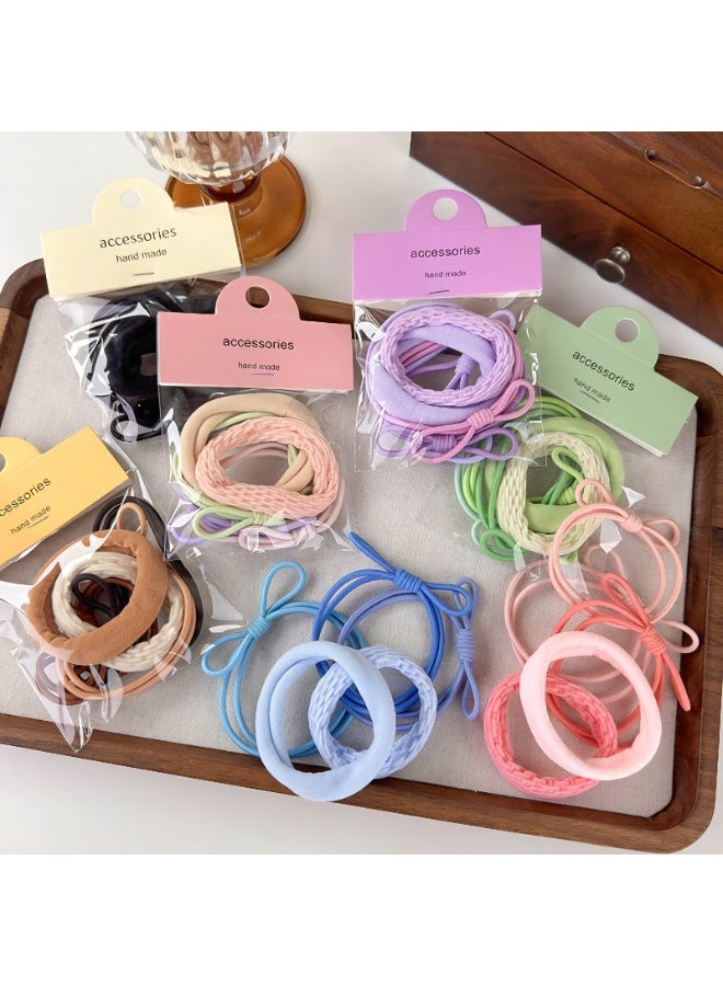 Hand Made Set of 5 Green-Colored Gradient Hair Ties - Image 3