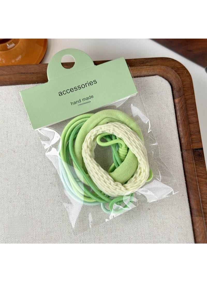 Hand Made Set of 5 Green-Colored Gradient Hair Ties - Image 2