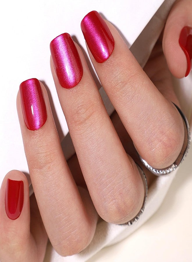 OFDNE Press On Nails Short Square - Soft Gel Press on Nails Red Fake Nail Solid Colour False Nails Fit Perfectly Reusable Glossy Glue On Nails in 16 Sizes, Stick on Nails for Women Girls 32Pcs - Image 3