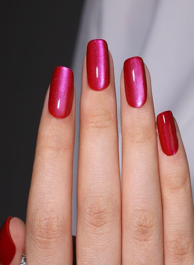 OFDNE Press On Nails Short Square - Soft Gel Press on Nails Red Fake Nail Solid Colour False Nails Fit Perfectly Reusable Glossy Glue On Nails in 16 Sizes, Stick on Nails for Women Girls 32Pcs - Image 1