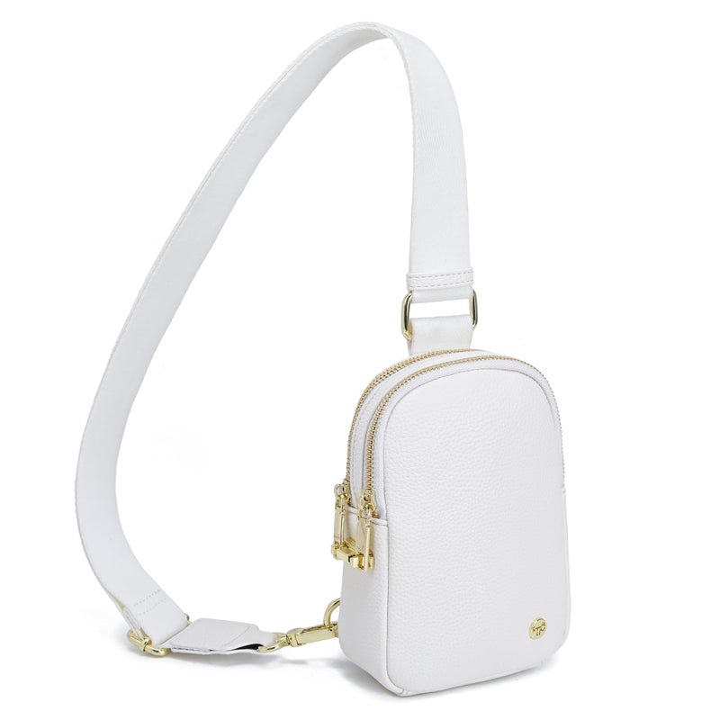 INICAT Anti Theft Crossbody Bag for Women, Small RFID Blocking Sling Purse with Zipper Lock for Travel, Vegan Leather(White) - Image 1