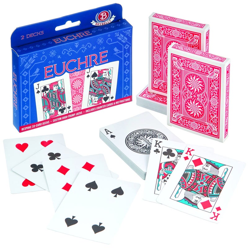 Brybelly Euchre Card Game 2 Specialty Decks PreStripped for Classic American Euchre or 6Player Variant Custom Bower Jacks Blank Counter Cards Included - Image 3