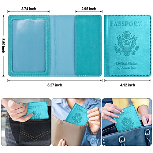 Eoehro Passport and Vaccine Card Holder Combo with Vaccine Card Slot, Passport Wallet, Passport Cover/ Case for Women and Men(AK-turquoise) - Image 3