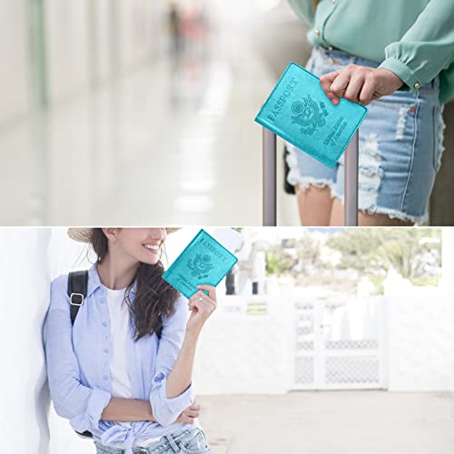 Eoehro Passport and Vaccine Card Holder Combo with Vaccine Card Slot, Passport Wallet, Passport Cover/ Case for Women and Men(AK-turquoise) - Image 5