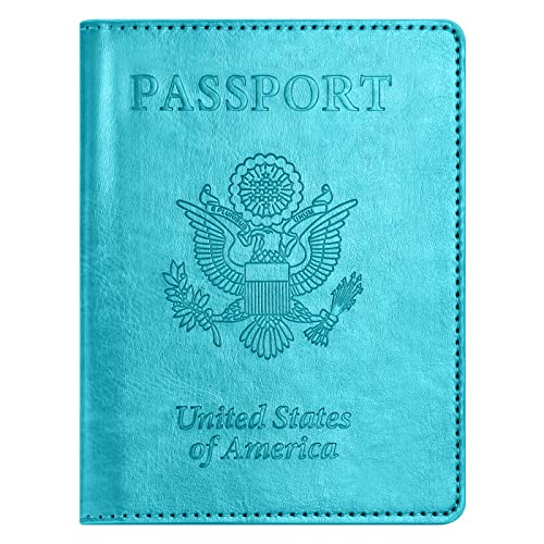 Eoehro Passport and Vaccine Card Holder Combo with Vaccine Card Slot, Passport Wallet, Passport Cover/ Case for Women and Men(AK-turquoise) - Image 1