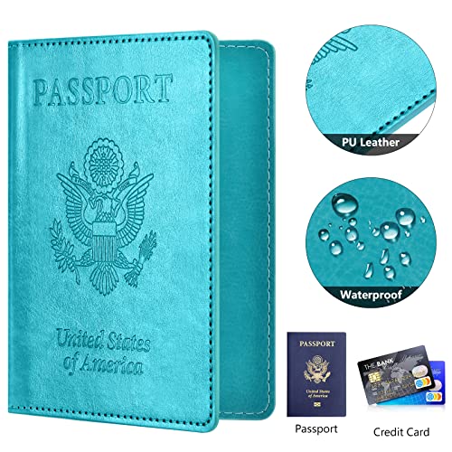 Eoehro Passport and Vaccine Card Holder Combo with Vaccine Card Slot, Passport Wallet, Passport Cover/ Case for Women and Men(AK-turquoise) - Image 4
