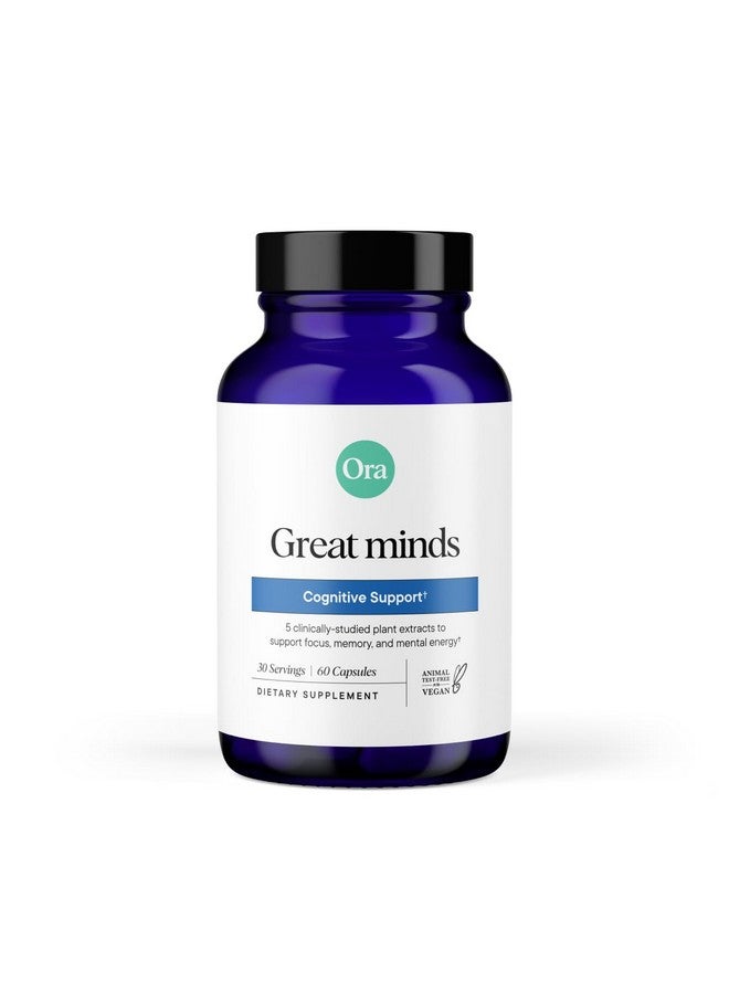 Ora Organic - Brain Health Supplement for Focus, Mental Energy + Memory - Panax Red Ginseng, Bacopa Monnieri, Alpha GPC, & EnXtra - Third-party Tested & Caffeine-free - 60 Capsules - Image 1