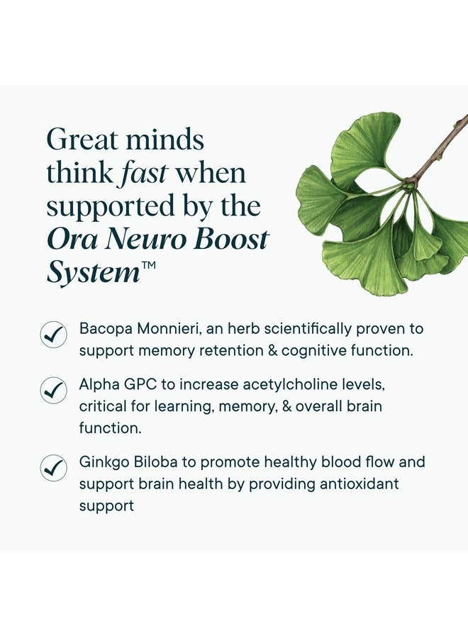 Ora Organic - Brain Health Supplement for Focus, Mental Energy + Memory - Panax Red Ginseng, Bacopa Monnieri, Alpha GPC, & EnXtra - Third-party Tested & Caffeine-free - 60 Capsules - Image 5