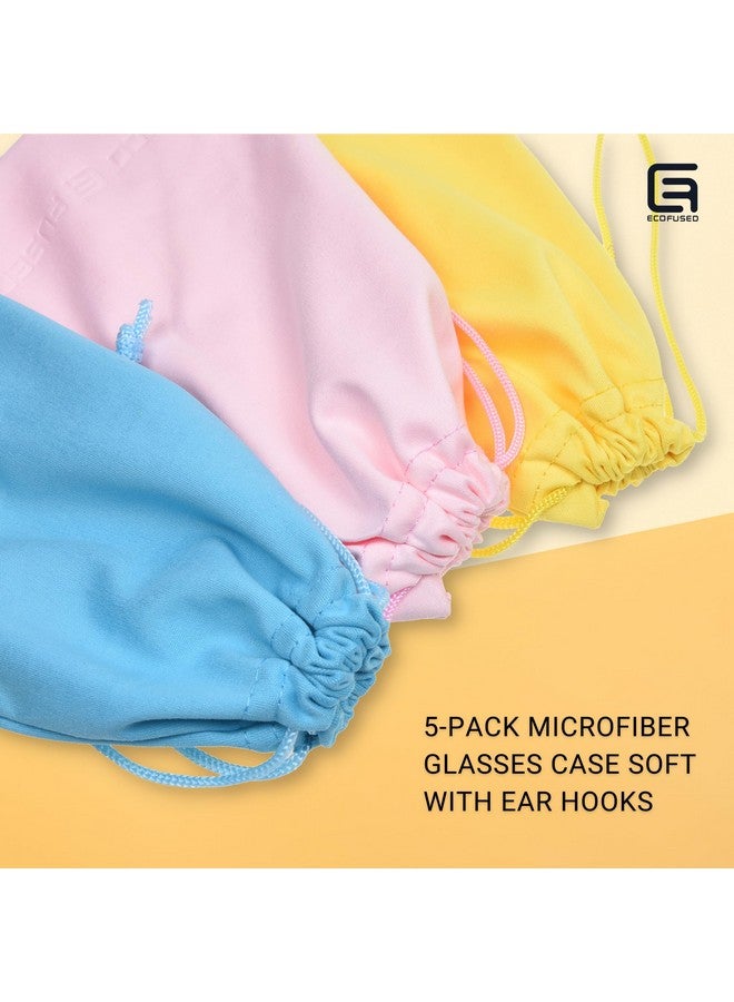 ECO-FUSED Soft Glasses Case 5Pack Microfiber Glasses Pouch 2 Pairs Ear Hooks Travel Sunglasses Organizer Safety Glasses Case With Drawstring Closure Storage And Cleaning Sunglass Bag - Image 3