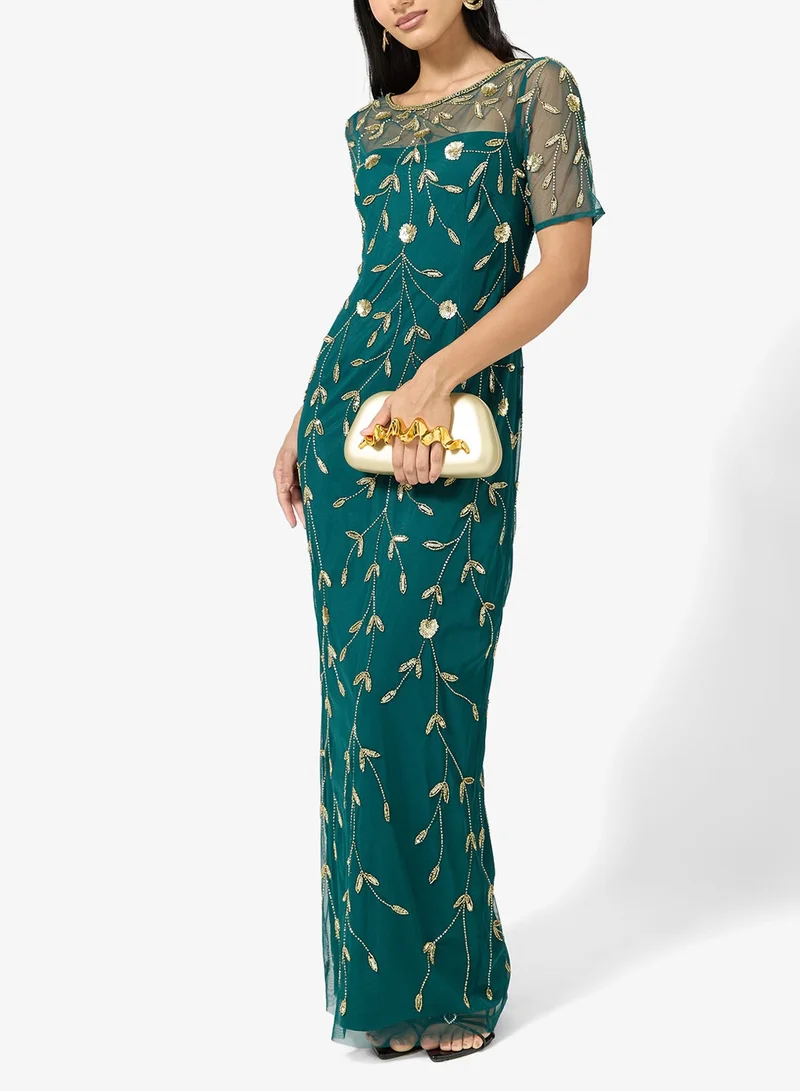 Namshi x Gold Accent Detailed Metallic Statement Clutch